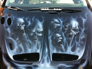 Aerografia macchina kart bike moto teschi skull airbrush peugeot cofano Diego Bormida 00